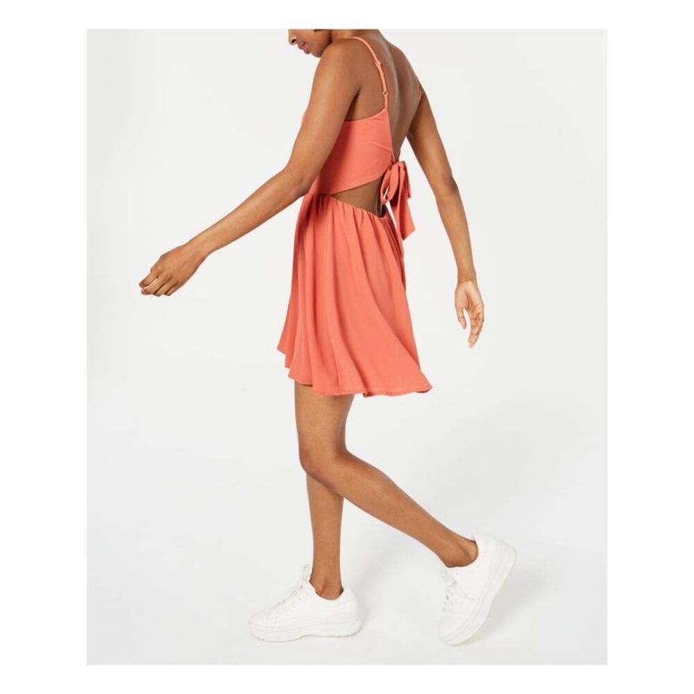 B DARLIN Womens Mini Dress Coral Tie  Open Back Sleeveless Juniors 13\14 - Picture 3 of 4